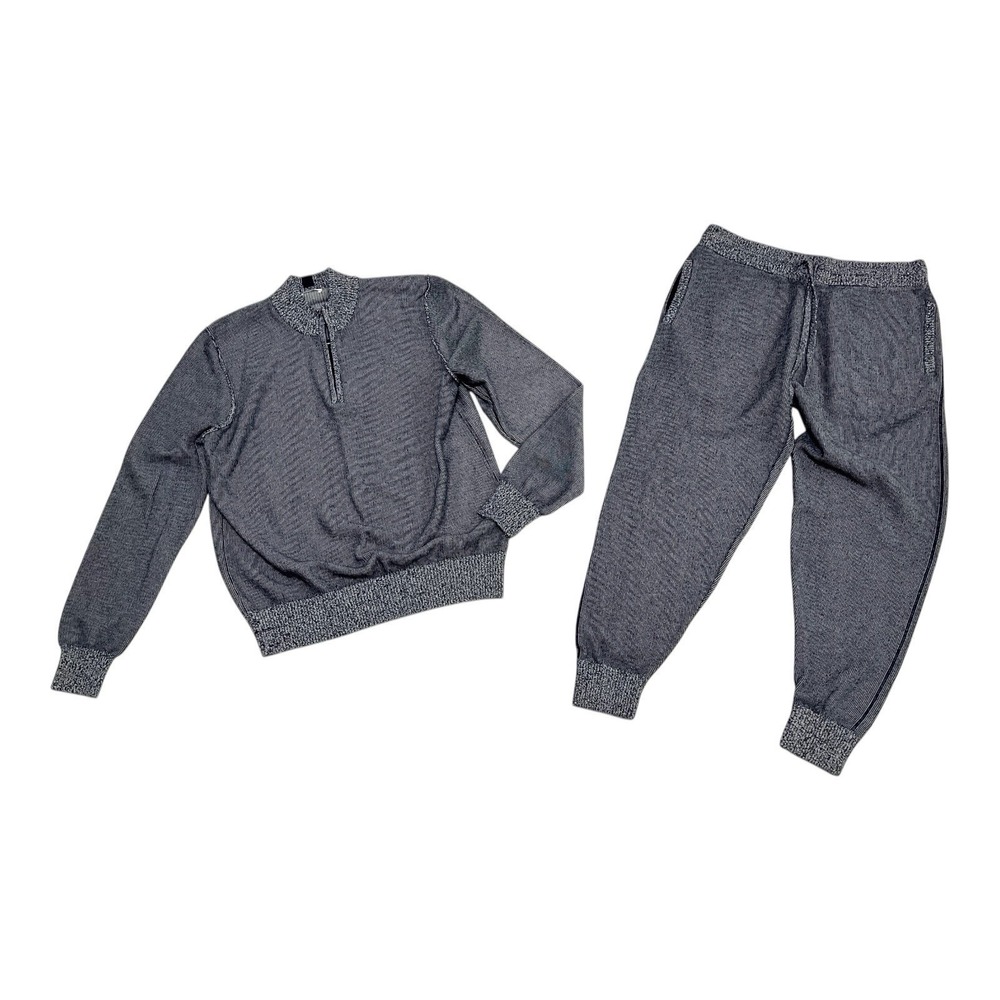 Mens‎ TOMMY JOHN Loungewear XL Quarter Zip Sweater L Joggers Navy White Stripes